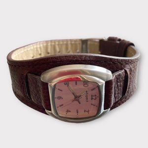 Aspect Retro Boho Watch, Genuine Leather Brown Strap, Stainless Steel